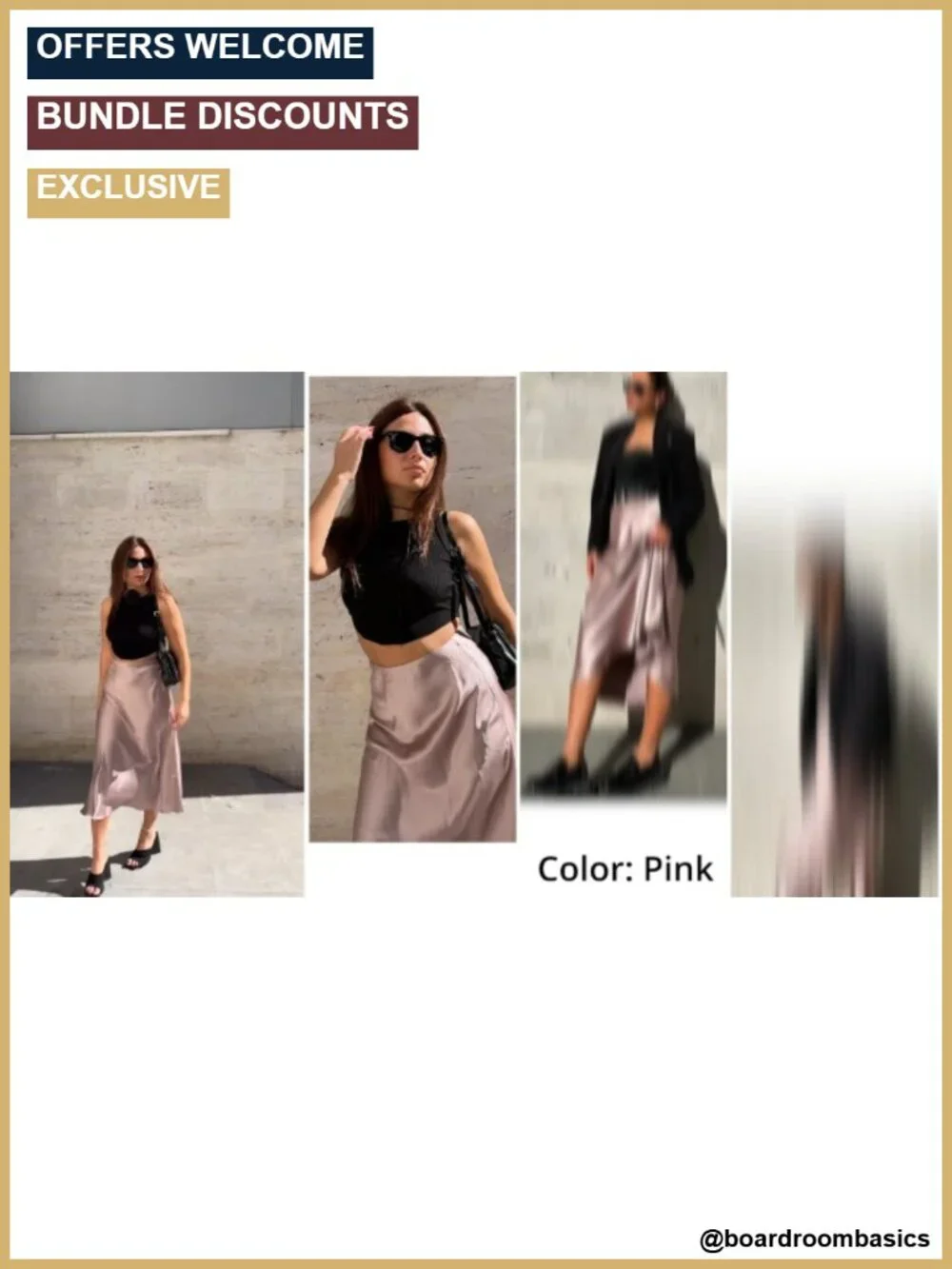 High Waisted Satin Midi Skirt with Zipper Closure for Work